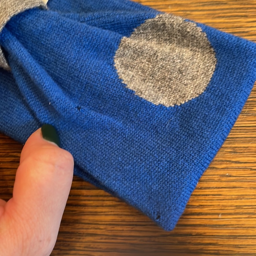 Qi Cashmere blue polka dot headband - Picture 15 of 15